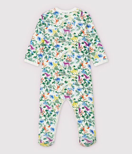 Baby Girls' Jungle Cotton Sleepsuit MARSHMALLOW white/MULTICO white