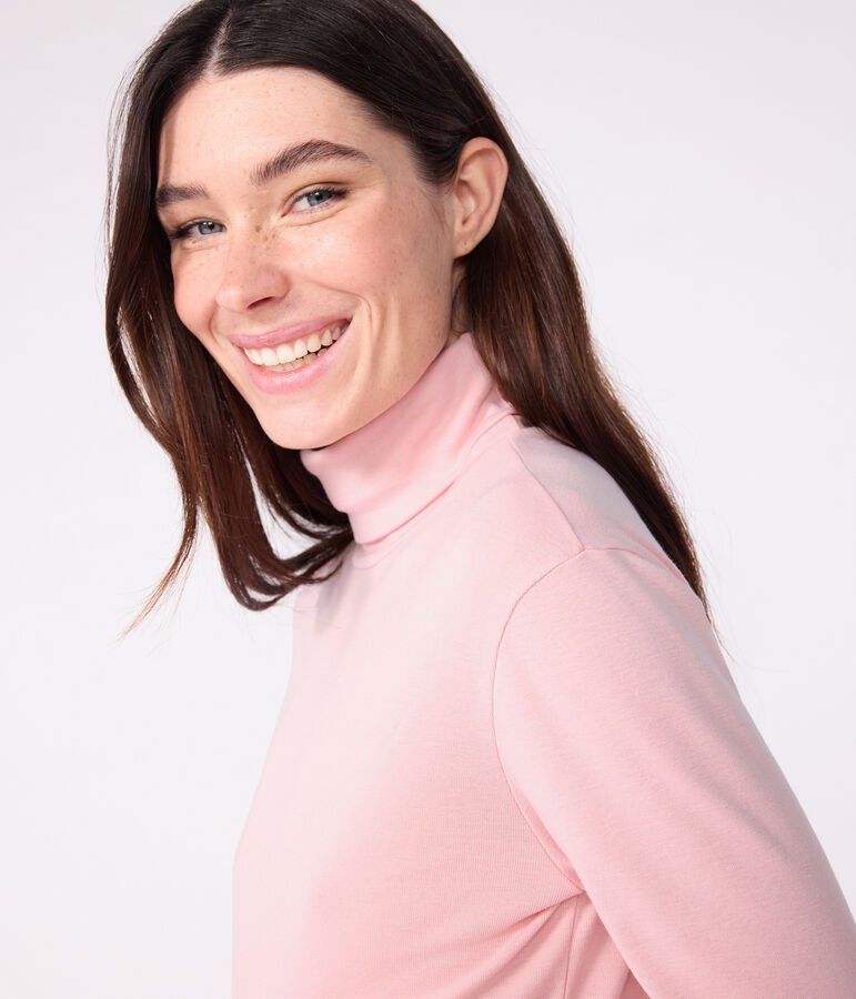 The Iconic cotton polo neck top for women pink