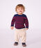 Babies' stripy wool and cotton sailor-style jumper blue/red
