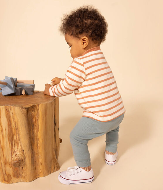 Babies' Thick Jersey Breton Top AVALANCHE pink/SIENNA white