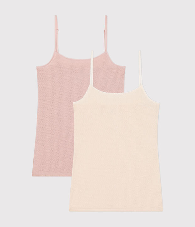 Women's openwork cotton strappy vests - 2-Pack multicolor