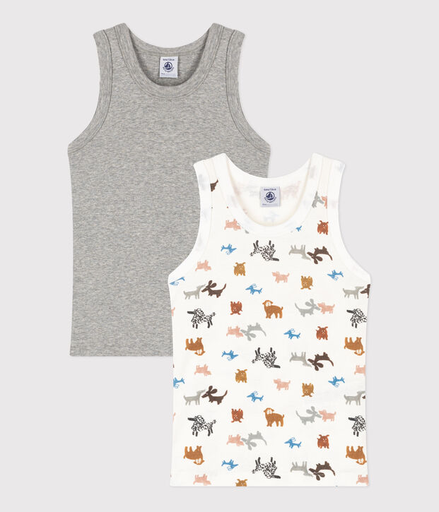 Boys' Dog Cotton Vests - 2-Pack multicolor