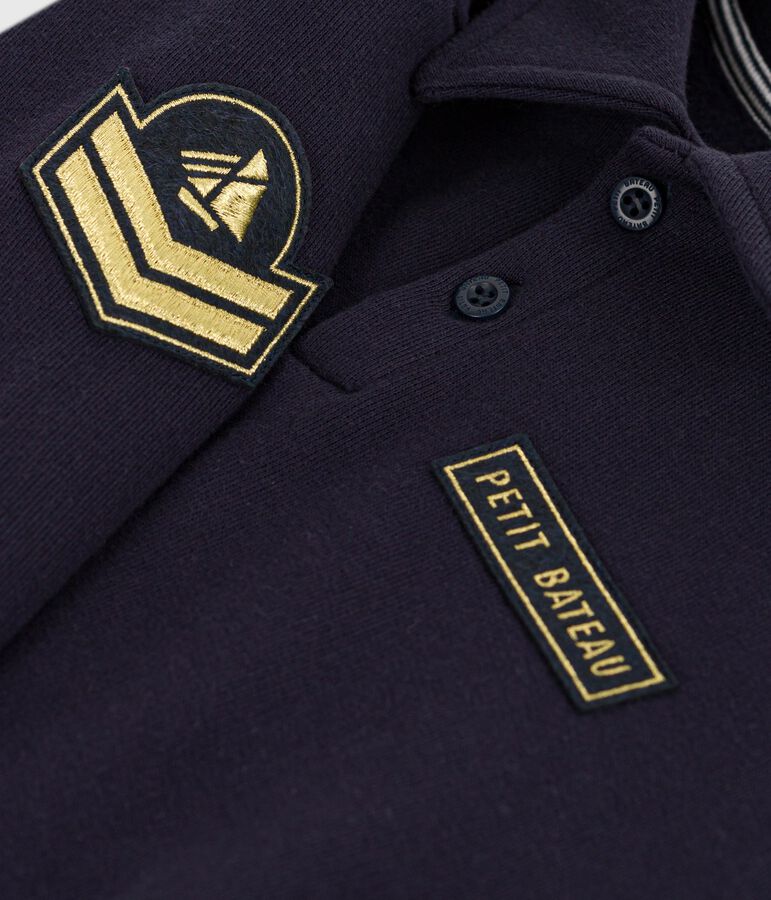 Children's plain cotton polo-style sweatshirt blue