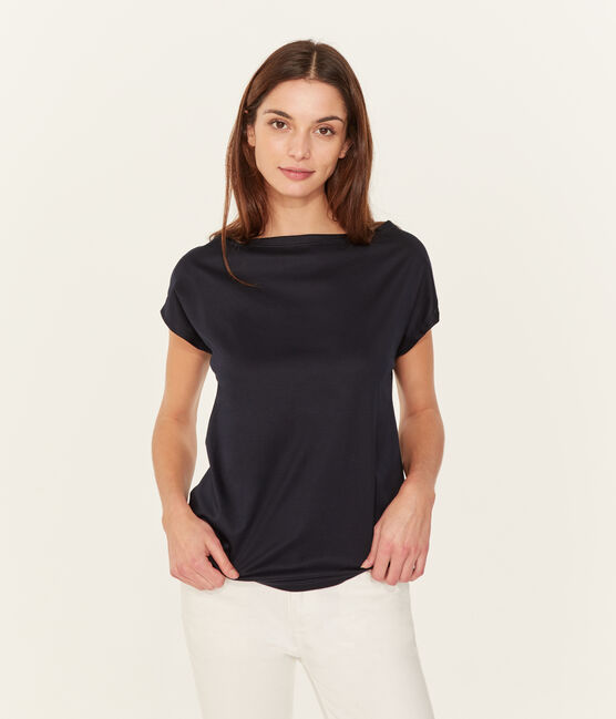 Women's short-sleeved sea island cotton t-shirt MARINE blue