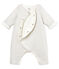 Baby boys' striped long jumpsuit MARSHMALLOW white/PERLIN beige