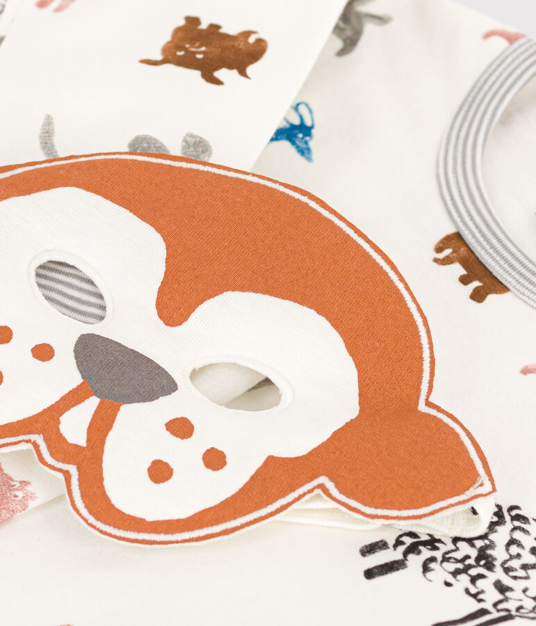 Children's Unisex Dog Fancy Dress Fleece Pyjamas with mask white/multicolor