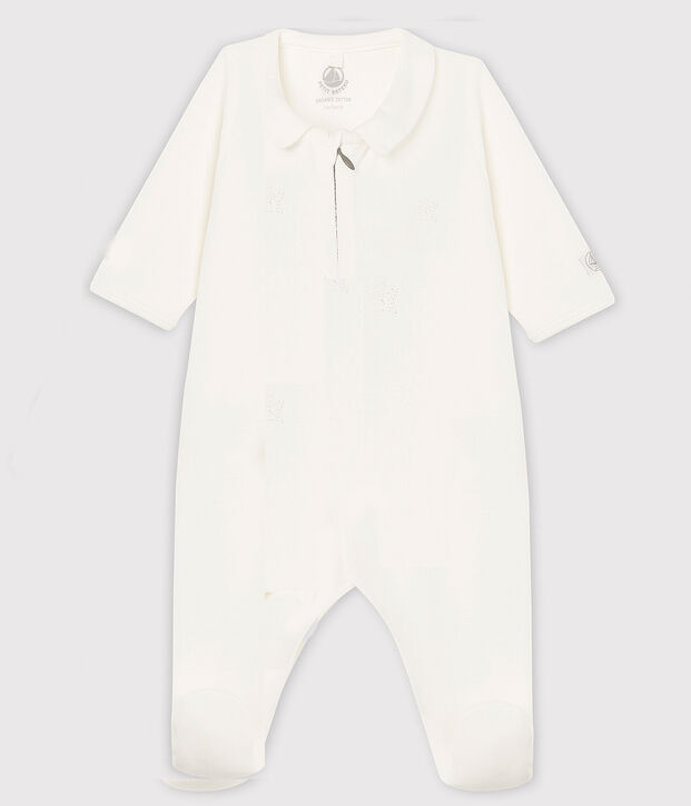 Babies' Zip-Up Velour Sleepsuit white