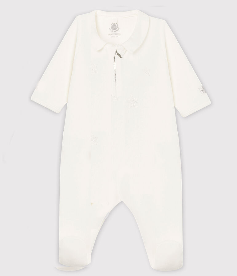 Babies' Zip-Up Velour Sleepsuit white