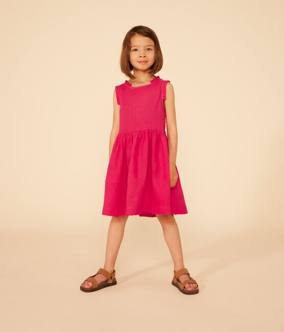 Girls' Sleeveless Linen Dress DELHI pink