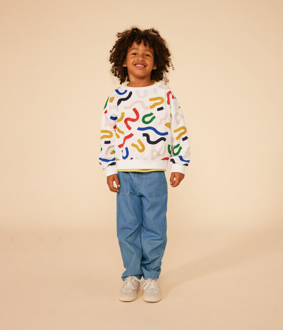 Boys' & Children's Lightweight Printed Fleece Sweatshirt MARSHMALLOW white/MULTICO white