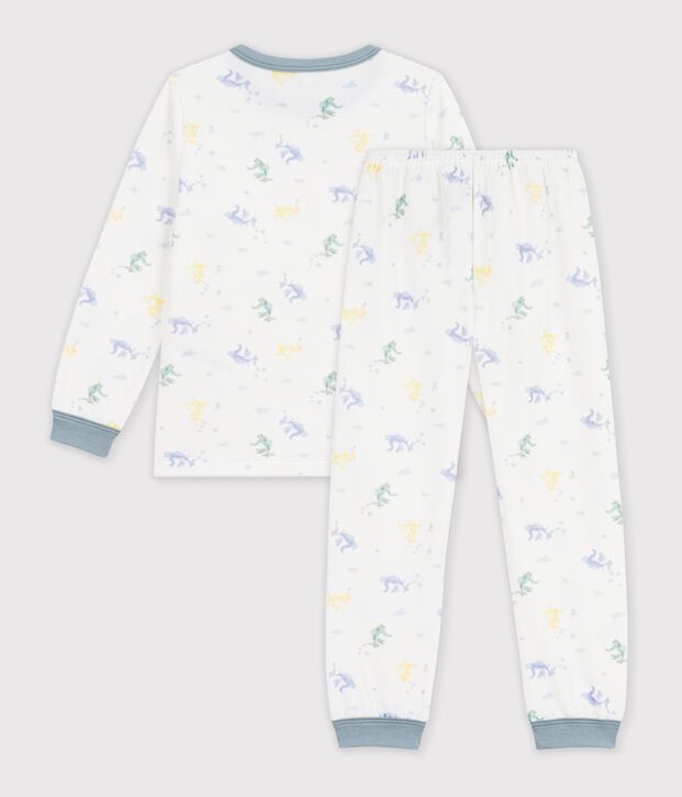 Children's printed velour pyjamas white/blue/multicolor