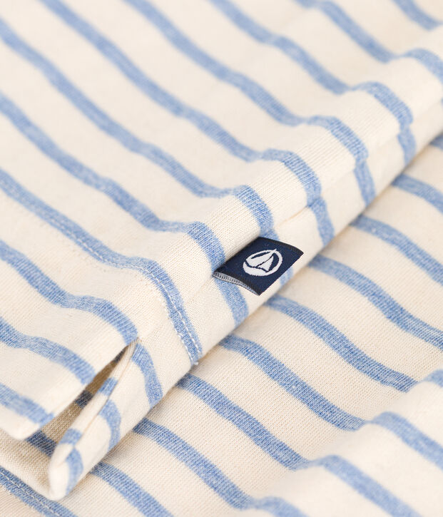 Women's Boxy tube knit T-shirt Ecru/blue