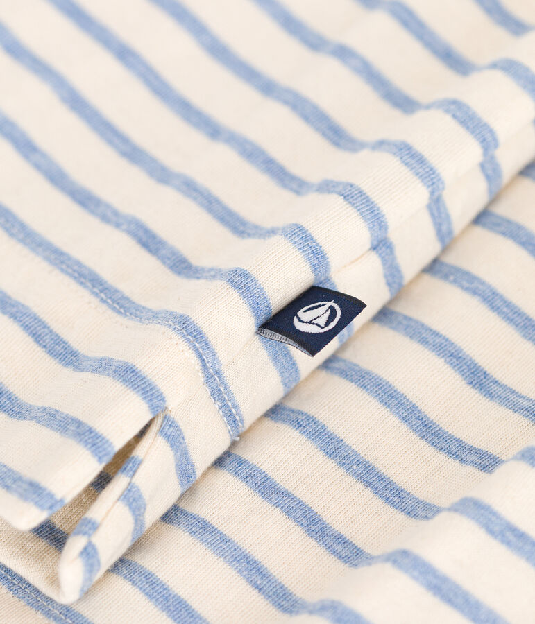 Women's Boxy tube knit T-shirt Ecru/blue