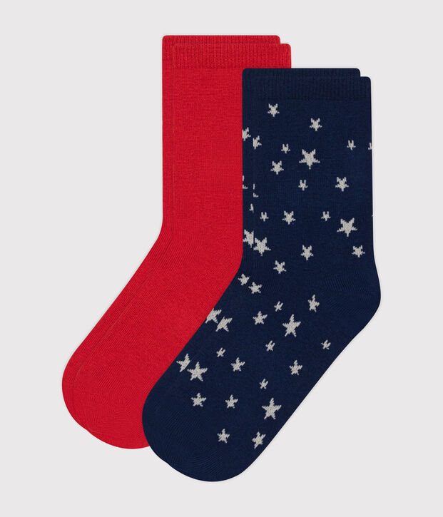 Children's star-patterned cotton socks - 2-pack multicolor