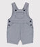 Babies' Stripy Short Dungarees MEDIEVAL blue/MARSHMALLOW white