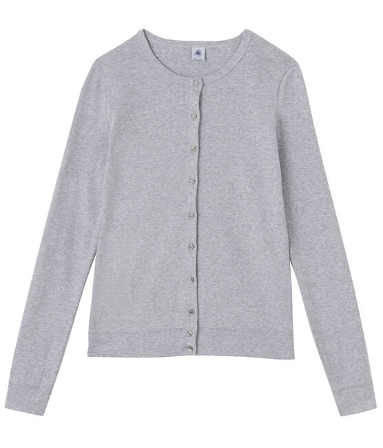 Women's long-sleeved V-neck striped tee Fumee Chine grey