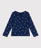 Children's long-sleeved floral cotton T-shirt MEDIEVAL blue/MULTICO white