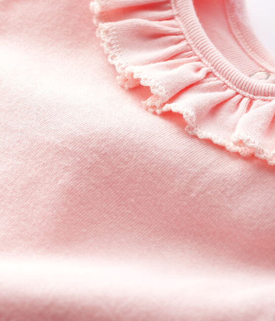Babies' Long-Sleeved Cotton Bodysuit With Ruffle Collar MINOIS pink