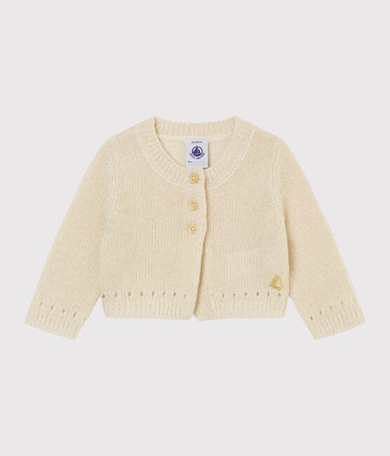 Baby girl's shiny bolero MARSHMALLOW white/DORE yellow