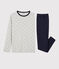 Boys' Star Print Cotton Pyjamas BELUGA grey/MARSHMALLOW white