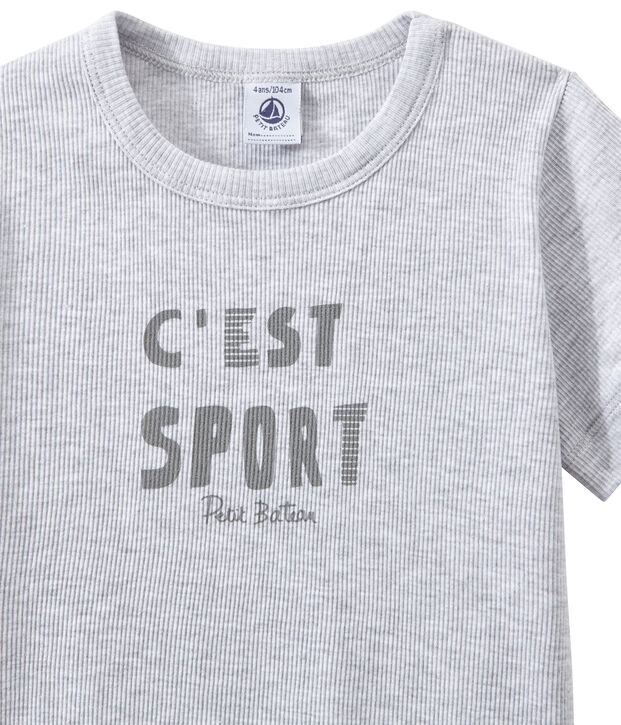Boy's two-fabric shortie pyjamas grey/white
