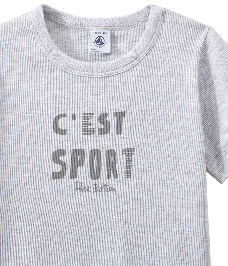 Boy's two-fabric shortie pyjamas grey/white