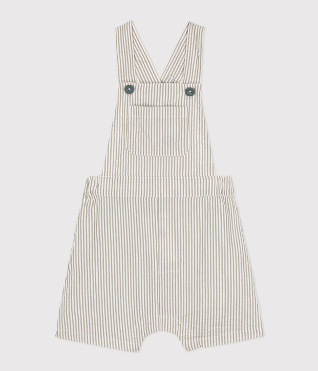 Babies' Seersucker Dungaree Shorts green/white