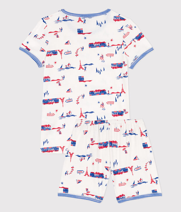 Girls' Paris Themed Cotton Short Pyjamas white/multicolor