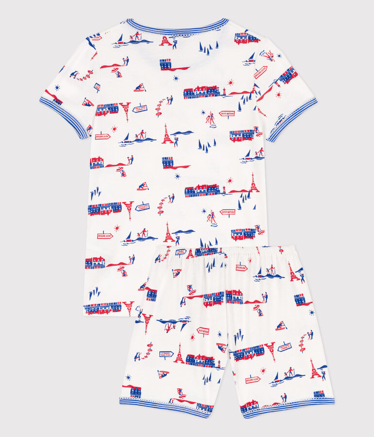 Girls' Paris Themed Cotton Short Pyjamas white/multicolor