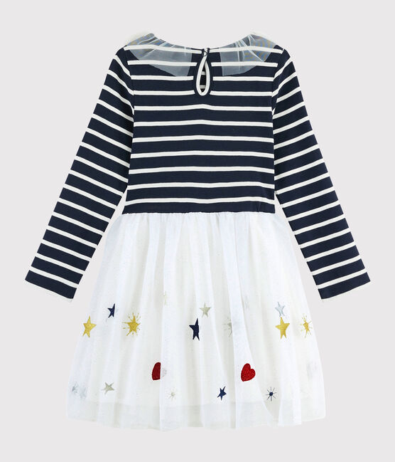 Girl's Long-sleeved Dress SMOKING blue/MULTICO white