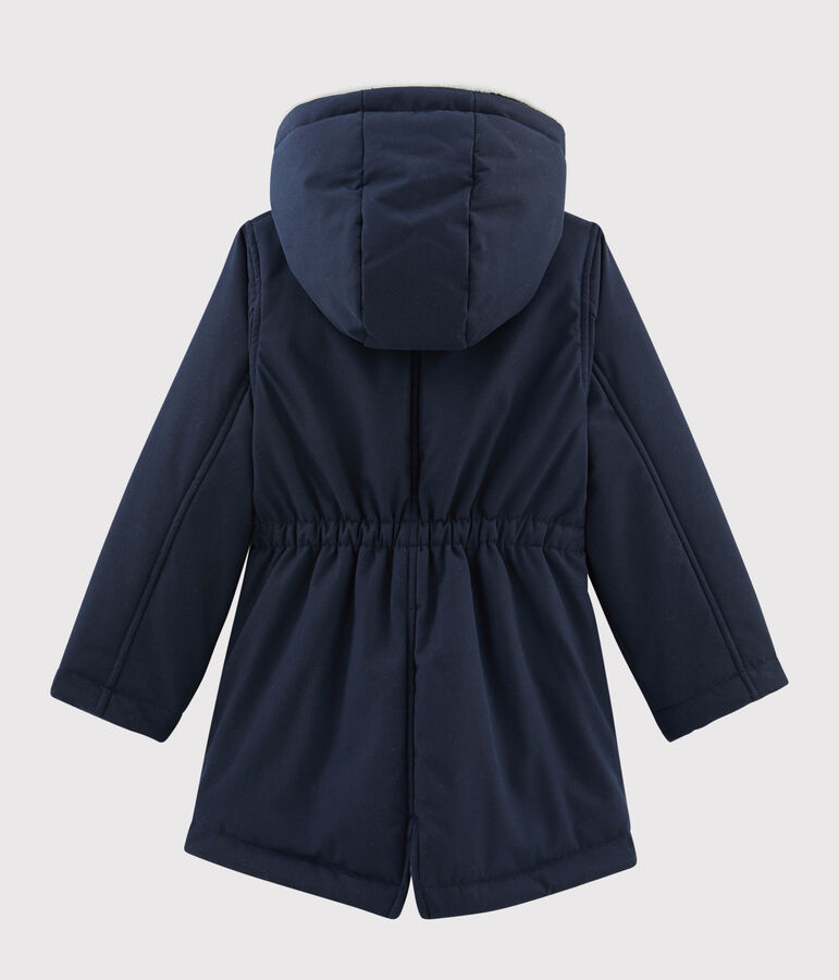Girls' coated cotton parka blue