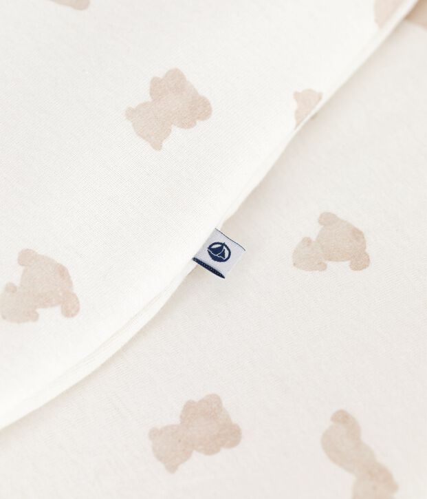 Babies' 2 TOG bear-print cotton sleeping bag white/BRUN