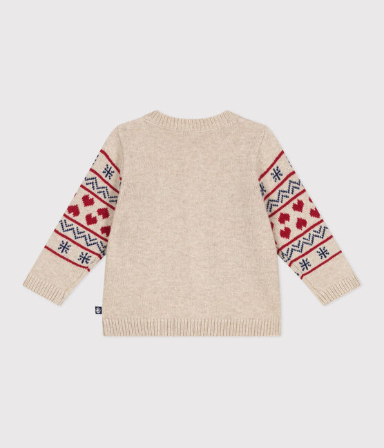 Babies' knitted cardigan with a wool content AVALANCHE white/MULTICO