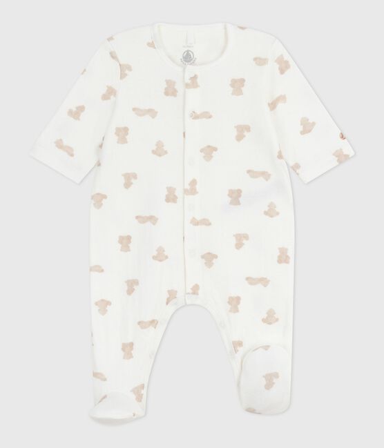 Babies' printed tube knit pyjama suit MARSHMALLOW /BRUN