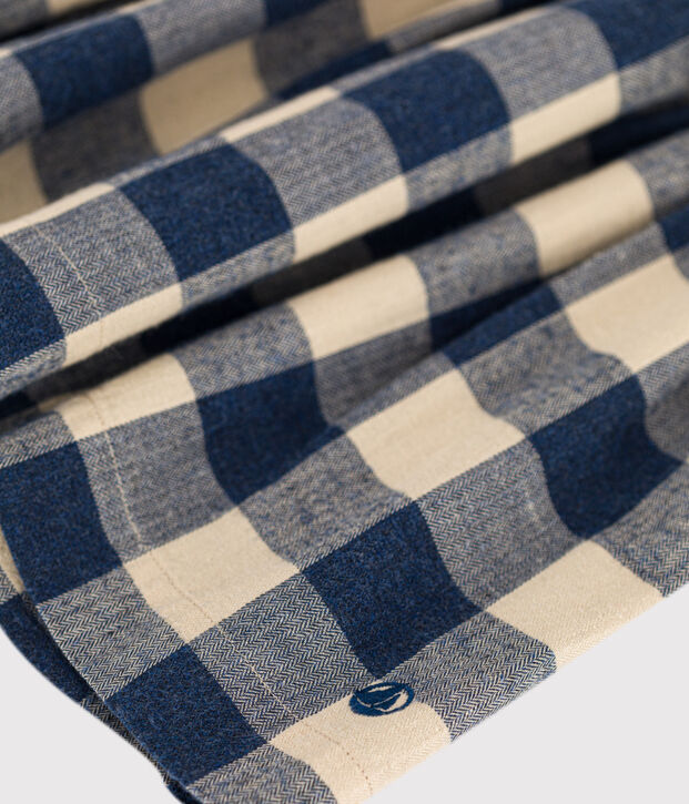 Girls' cotton flannel skater skirt blue/ecru