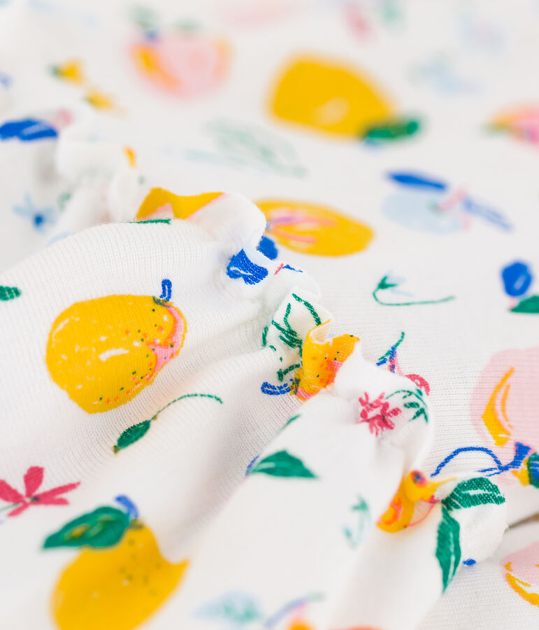 Girls' Sleeveless Cotton Dress MARSHMALLOW white/MULTICO white