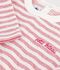 Babies' long-sleeved stripy cotton T-shirt. pink/ecru
