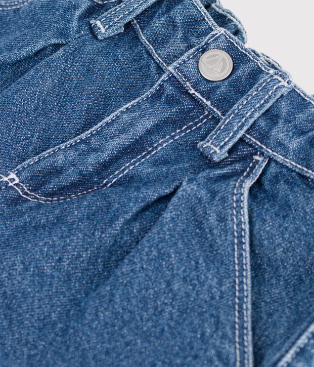 Babies' plain denim trousers blue