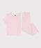 Children's stripy cotton pyjamas with short sleeves and wide legs MARQUISE pink/MARSHMALLOW