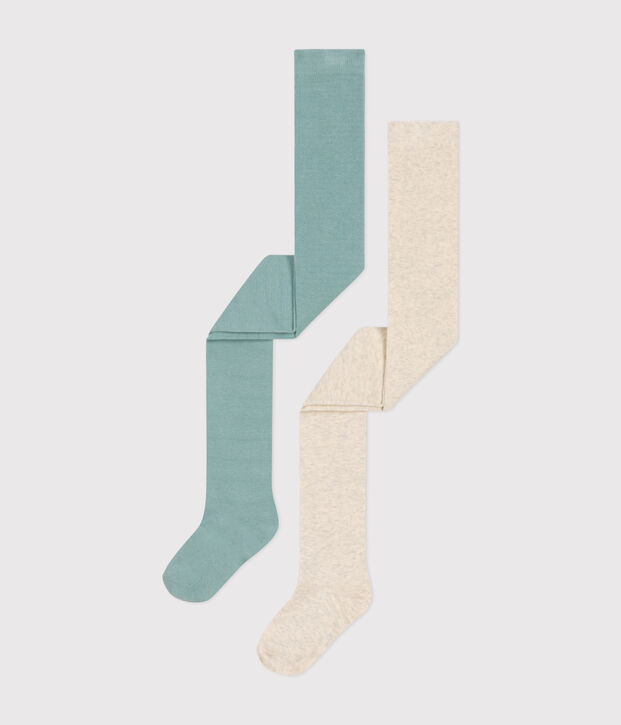 Children's cotton jersey tights - 2-pack multicolor