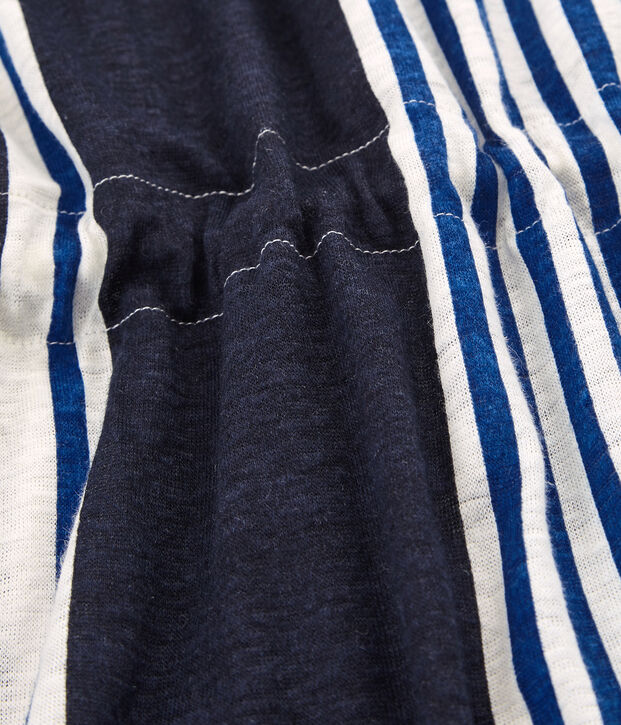 Women's linen short-sleeved dress white/multicolor