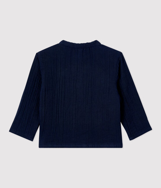 Babies' Organic Cotton Gauze Shirt SMOKING blue