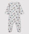Babies' Paris Organic Cotton Fleece Sleepsuit BELUGA grey/MULTICO white