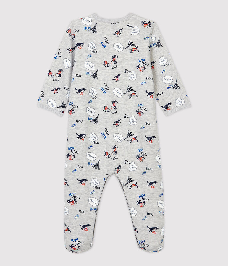 Babies' Paris Organic Cotton Fleece Sleepsuit grey/multicolor
