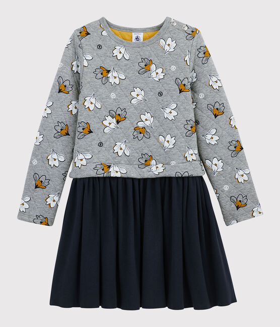 Girl's Long-sleeved Dress SUBWAY grey/MULTICO white