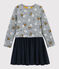 Girl's Long-sleeved Dress SUBWAY grey/MULTICO white