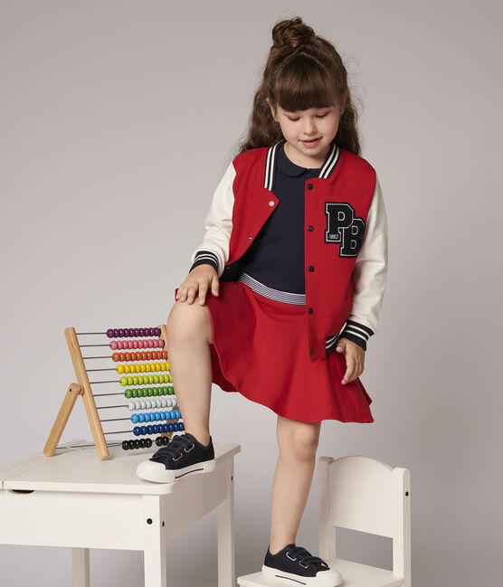 Children's Unisex Fleece Baseball Jacket TERKUIT red/MARSHMALLOW white