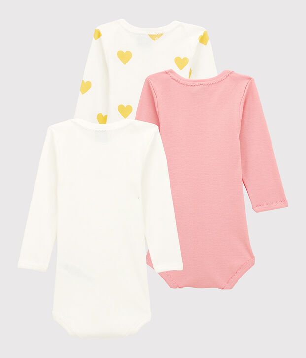 Baby Girls' Long-Sleeved Organic Cotton Bodysuit - 3-Pack multicolor