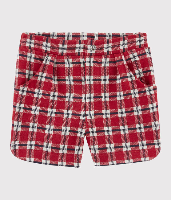 Girls' knit shorts TERKUIT red/MULTICO white