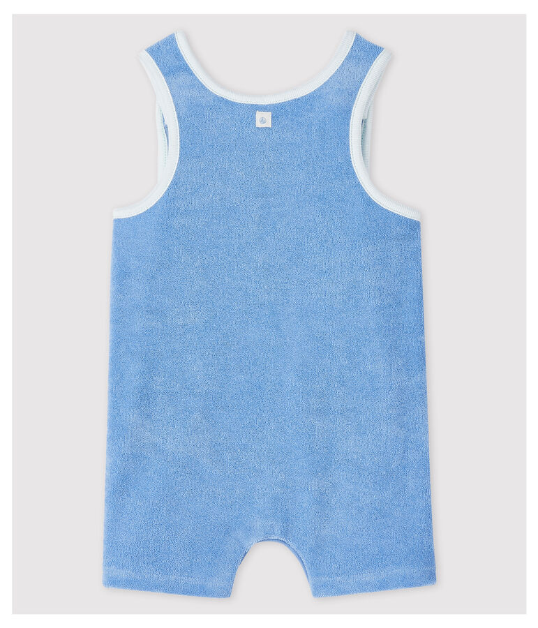 Babies' Blue Organic Cotton Terry Dungaree Shorts EDNA blue